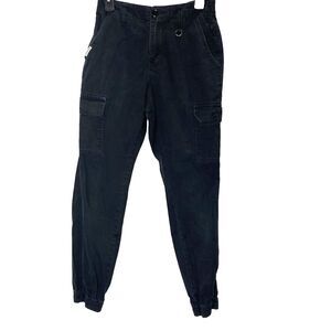 FIVE STAR GENERAL Cargo Jogger Mid Rise Elastic Waist Pants Womens S Black